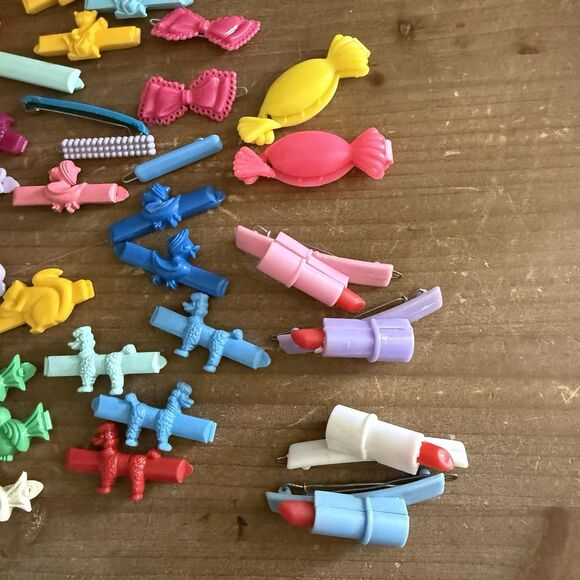 Vtg Lot Goody 1980s Colorful Animals Hair Clip Snap Tight Plastic Kids Barrettes
